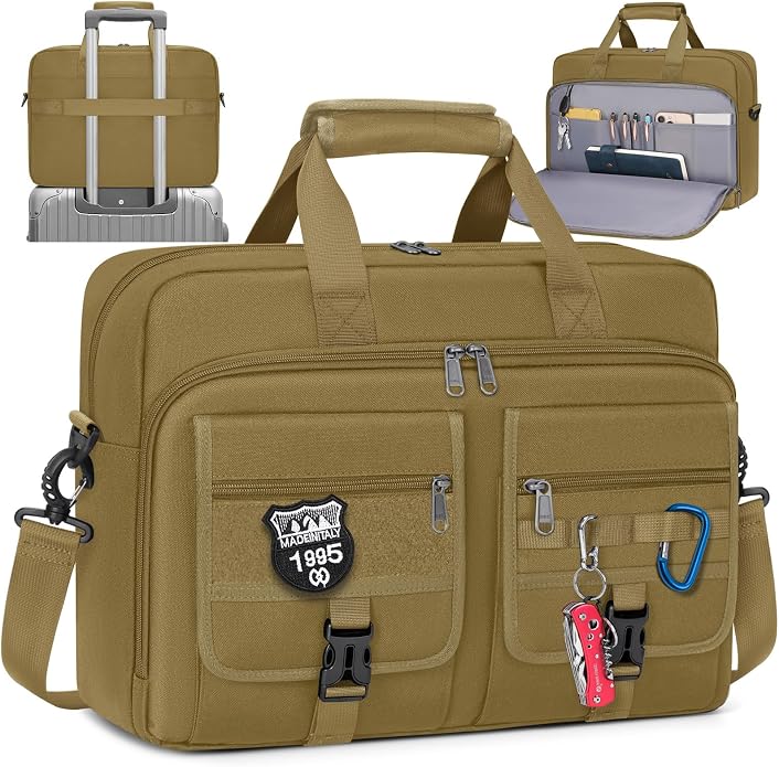 RAINSMORE Tactical Laptop Bag for Men 15.6/17.3 Inch Military Laptop Briefcase with MOLLE Large Business Travel Messenger Bag