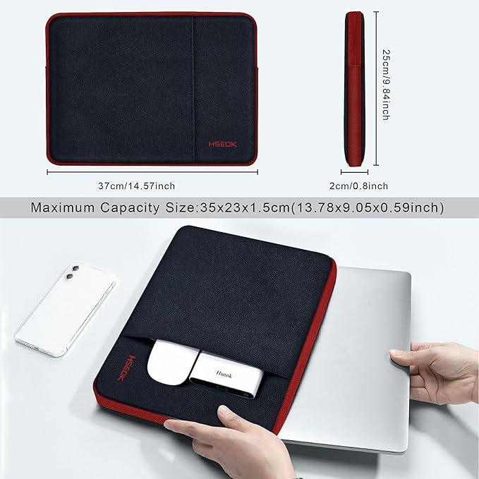 Hseok Laptop Sleeve 15 inch Case Compatible with MacBook Air 15 M5 M4 A3241 M3 A3114 M2 A2941 2025 2024 2023, MacBook Pro 15 A1398, Dell XPS 15, Computer Bag with Side Pocket & Dual Zippers,B02K02
