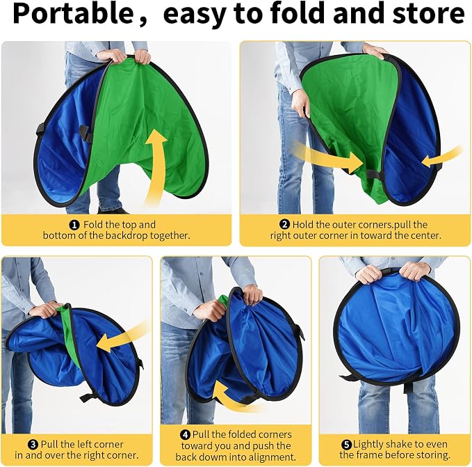 Meking 3x5ft Green Screen Backdrop for Photography, 2-in-1 Collapsible Background Panel with Clip and Carry Bag for YouTube Videos Photo Studio Props