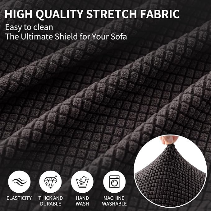 Ottoman Covers Ottoman Slipcovers Folding Storage Stool Washable Furniture Protector,Elastic Foot Stool Foot Rest Protector for Living Room Bedroom,Large,Coffee