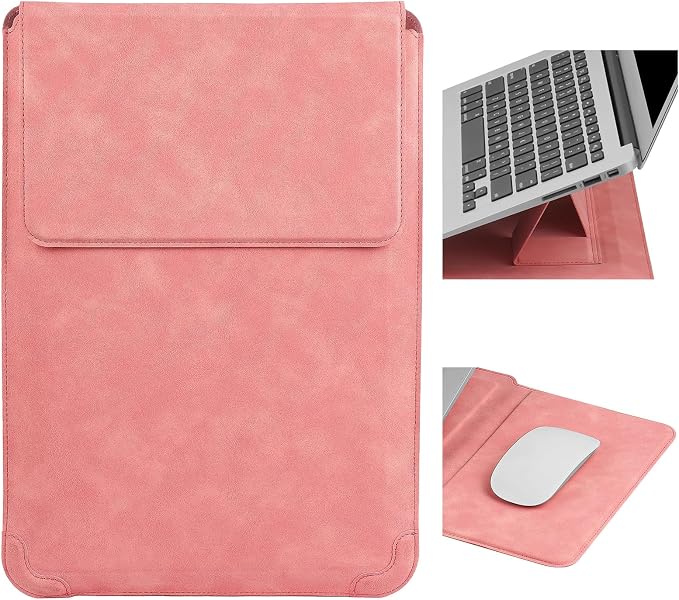 HoYiXi 14 Inch Laptop Sleeve Case with Stand Feature for Mac Book Pro 14 2021/ASUS Vivobook 14/HP Pavilion X360/IdeaPad 14/Dell HP ASUS Acer Huawei Matebook 14'',Compatible 13.3-14'' PC,Rose Red