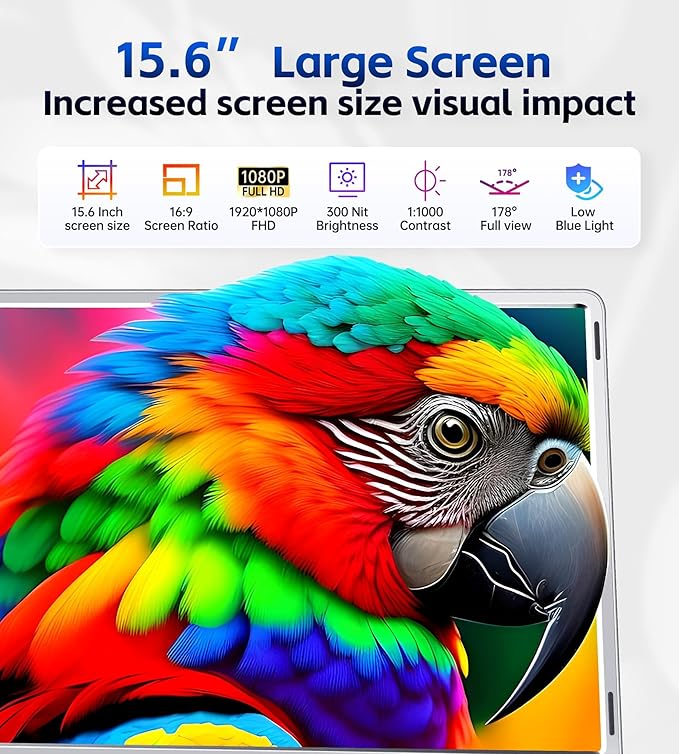 15.6 Triple Laptop Screen Extender, Left Screen 360° Rotation Laptop Monitor Extender, Plug and Play Triplp Monitor for 13-17" Laptops with USB-C/HDMI, for Windows/Mac(M1/M2/M3) Pro/Max - S10