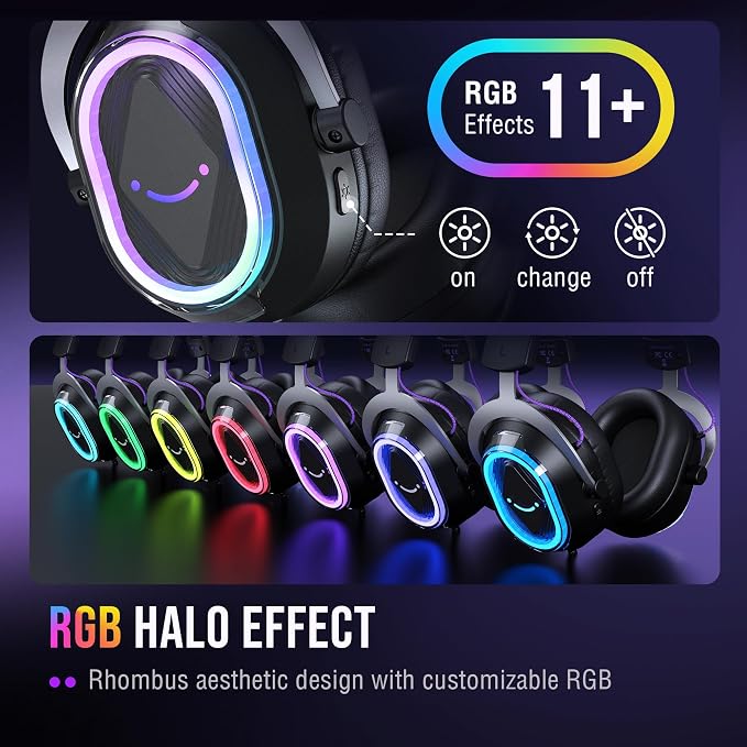 FIFINE Wired Gaming Headsets: 7.1 Surround Sound - Vibrant Customizable RGB - Game/Chat Balance, USB Gamer Headphones with Noise Canceling Microphone for PC, PS5/PS4, Laptop, Mac - AmpliGame H13BP