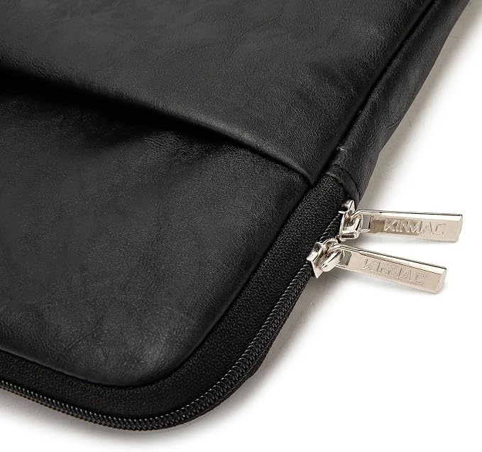 Kinmac 360° Protective Vertical Laptop Sleeve Case Cover Bag (Black PU, 15.6 inch-16 inch)