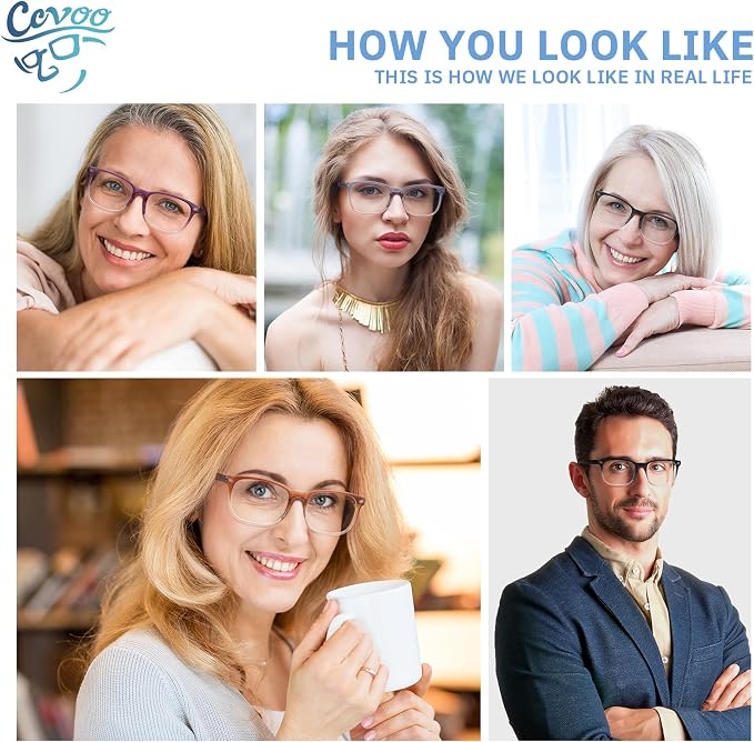 CCVOO Mix & Match Reading Glasses for Women - Lightweight, Comfortable Fit, Clear Vision - Blue Light Blocking