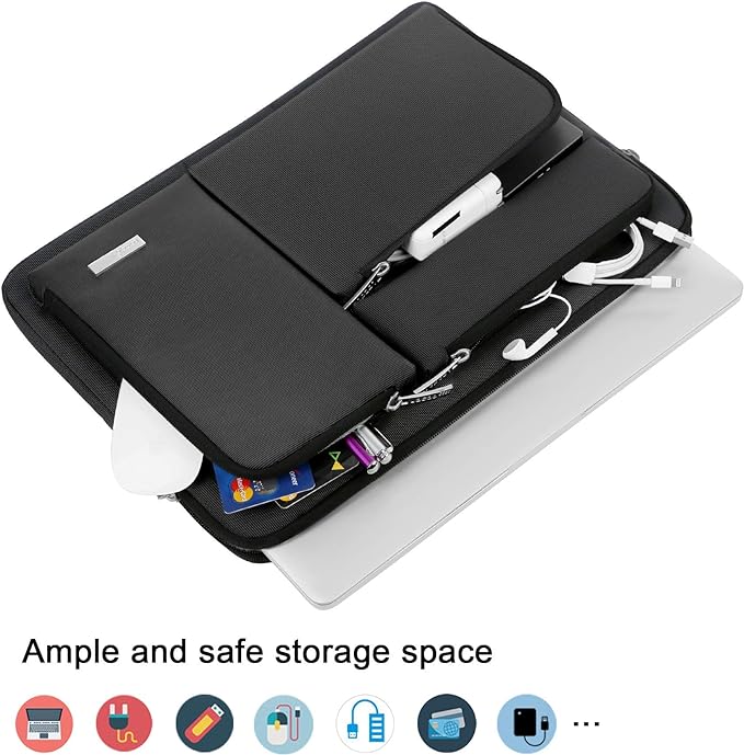 Lacdo Chromebook Case Laptop Sleeve for 11.6 inch Samsung HP Lenovo Dell Acer ASUS Chromebook, 13 inch Microsoft Surface Pro 11 Copilot+PC/Surface Pro 10 9 8 X, 11.6" MacBook Air Computer Bag, Black