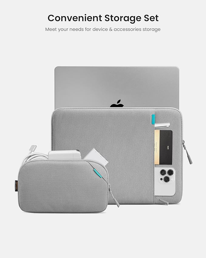 tomtoc 360 Protective Laptop Sleeve Set for 16-inch MacBook Pro M5 Pro/Max (2026) A3428 A3429, M4/M3/M2/M1 A3403 A3186 A2991 A2780, Water-Resistant Laptop Case with Accessory Pouch Fits Dell XPS 16