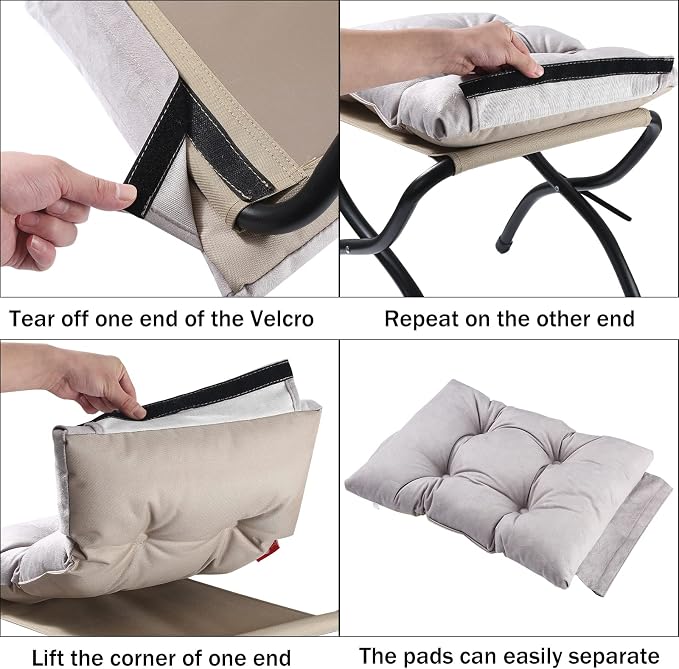 Foldable Upholstered Footstool, Space-Saving Washable Cushion, 18.5"x14.8"x15", 150lb, Indoor/Outdoor - Living Room/Bedroom/Patio Light Grey