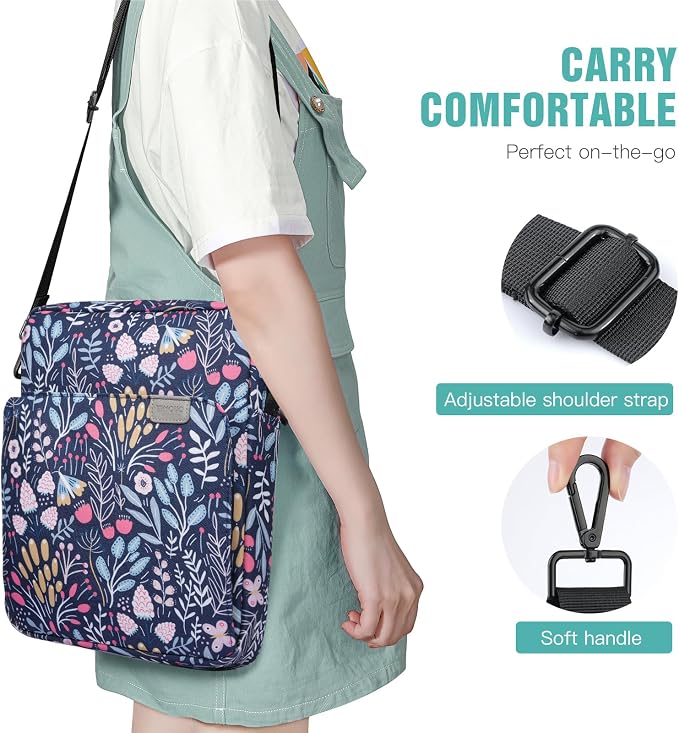 TiMOVO 9-11 Inch Tablet Sleeve Bag with Shoulder Strap for iPad 11-inch A16 2025, iPad 10th Gen. 10.9"/10.2", Galaxy Tab A9+/A11Plus 11", Colorful Flower