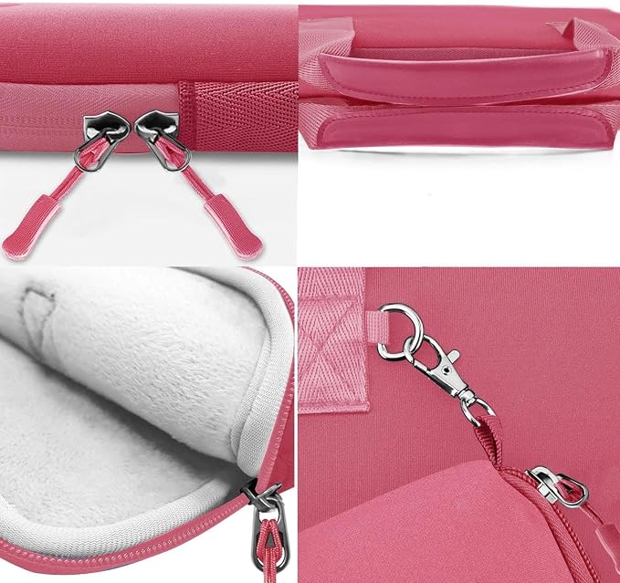 Hseok Laptop Sleeve 13.3-14 inch Case with Small Pouch, Neoprene Computer Bag Compatible with MacBook Neo/Pro 14 M5/M4/M3/M2/M1, Mac Air/Pro 13.3, XPS 14 and Most 13-14 inch Notebooks,Rose red