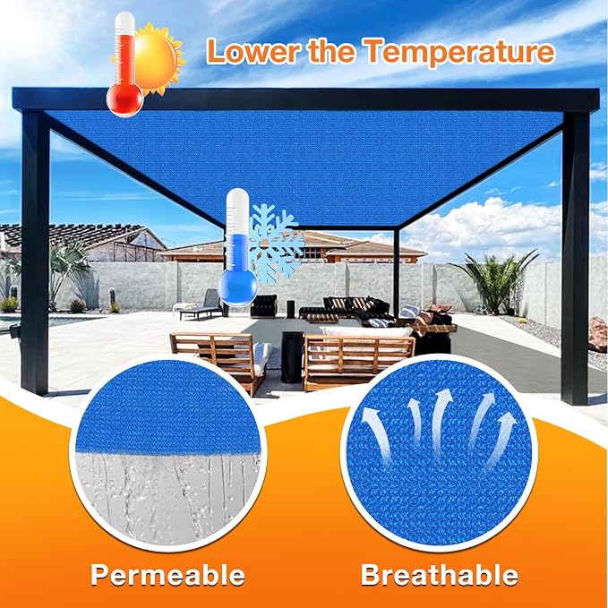 Artpuch Outdoor Pergola Shade Cover 6' X 20' Sun Shade Cloth with Grommets, 90% UV Protection Canopy Patio Privacy Screen (Customized Available) GN107, Blue