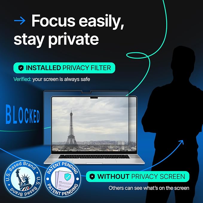 Magnetic Privacy Screen Compatible with MacBook Air 13.6" 2022, 2023, 2024, 2025, M2, M3, M4 Anti-Blue Light Laptop Screen Protector Filter Blue Light Blocking Filter
