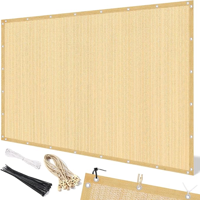Artpuch 90% Sun Shade Cloth, 8 x 12 FT Pergola Shade Cover Canopy with Grommets, Sun Screen Fabric Tarp for Patio, Outdoor, Garden, Backyard, Wheat