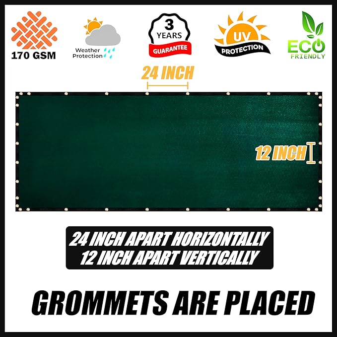 Royal Shade Custom Size 4' x 21' Green Fence Privacy Screen Windscreen Cover Netting Mesh Fabric Cloth - Cable Zip Ties Included (We Make Custom Size)