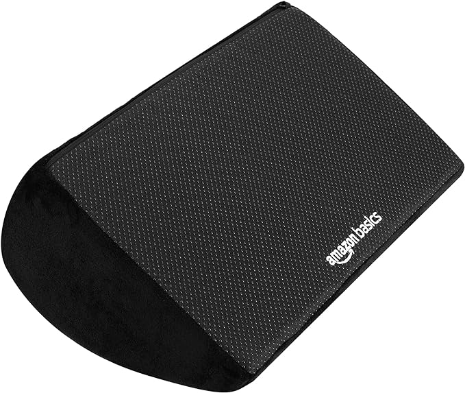 Amazon Basics Foam Foot Rest for Under Desk, Supportive Stool for Home and Office with Washable Cover, 5.1 x 10.2 x 17.3 in, Black