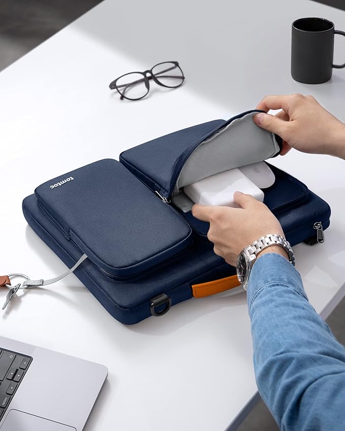tomtoc 360 Protective Laptop Shoulder Bag for 15 Inch New 2026 MacBook Air M5/A3448, M4/A3241, M3/A3114, M2/A2941, 15 Inch Microsoft Surface Laptop 7/6, Water-Resistant Accessory Case
