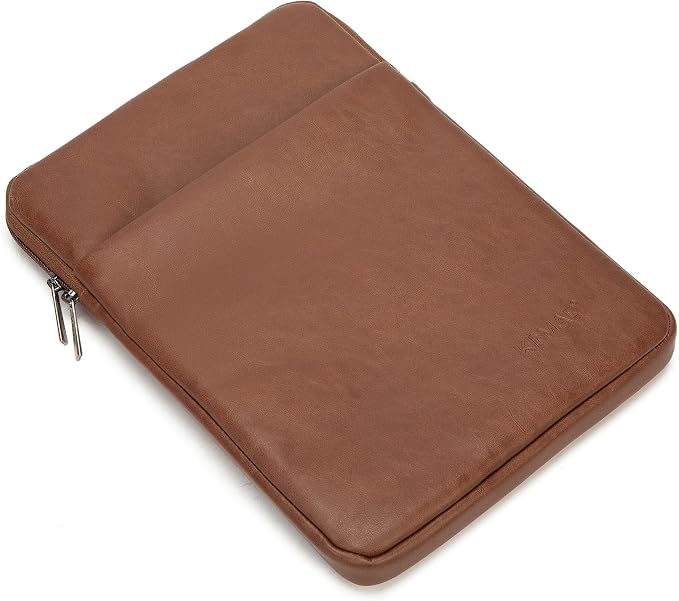 Kinmac 360° Protective Vertical Laptop Sleeve Case Cover Bag (Coffee PU, 15.6 inch-16 inch)