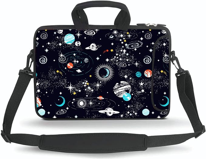 14 15 15.4 15.6 inch Messenger Bag Carrying Case Sleeve with Handle Accessory Pocket Fits 14 to 15-Inch Laptops/Notebook/Ebooks/Kids Tablet/Pad(Galactic Space)