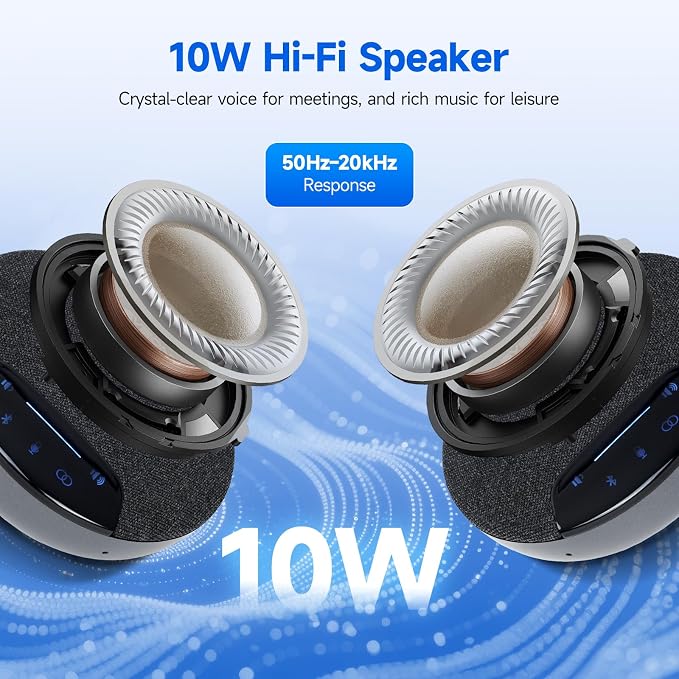 SVBONY SVN O1 Dual Conference Speaker and Microphone, Wireless Cascading 33FT for 30People Conference Room, 3A+AI Noise Cancelling, 8Mics with 360°Voice Pickup, UHF-Stabilized Link