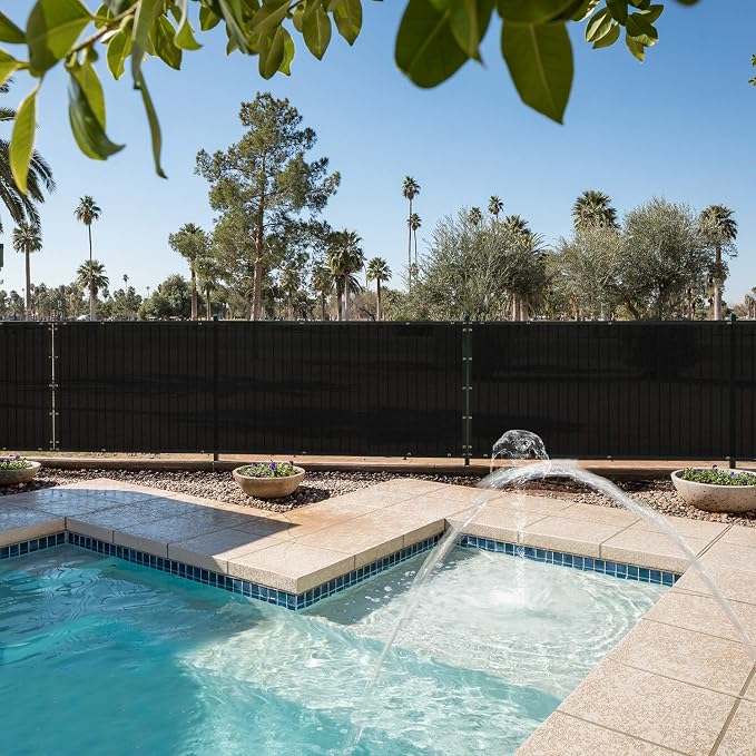 E&K Sunrise 4' x 83' Privacy Fence Screen with Grommets, Outdoor Windscreen Fence Covering Privacy Screen UV Blockage for Backyard Garden Patio, Zip Ties Included (Black)