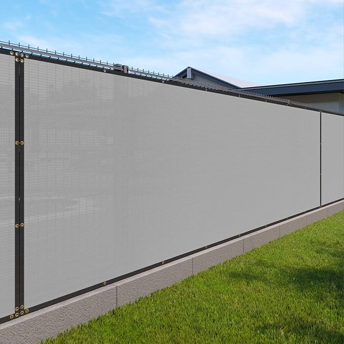 Windscreen4less 4' x 55' Privacy Fence Screen Heavy Duty Windscreen Fencing Mesh Fabric Shade Net Cover with Brass Grommtes for Outdoor Wall Garden Yard Pool Deck Gray