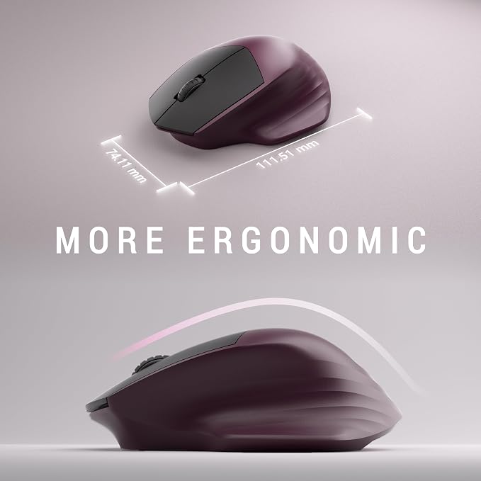 MPTOG Ergonomic Keyboard and Mouse Combo with Wrist Rest, BK Chipset, Full-Size Colorful Office Keyboard and Mouse, Power Button, USB Receiver for PC Laptop (Claret)