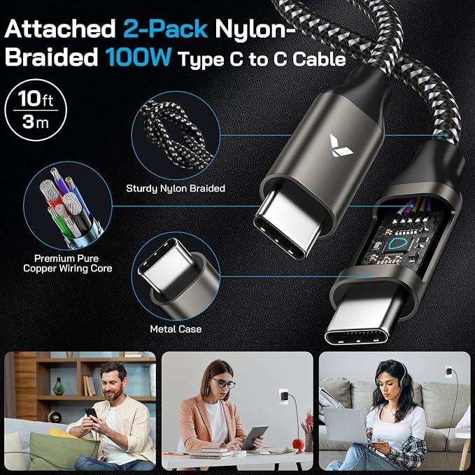 Super Fast Charger USB C, Type-C Android Phone Charger Fast Charging Block with 10FT Type C Cords for Samsung Galaxy S26 Ultra/S25 Ultra/S24 Ultra/S24+/S23 Ultra/S23+/S22 Plus/S20, Tab S9/S8 Ultra