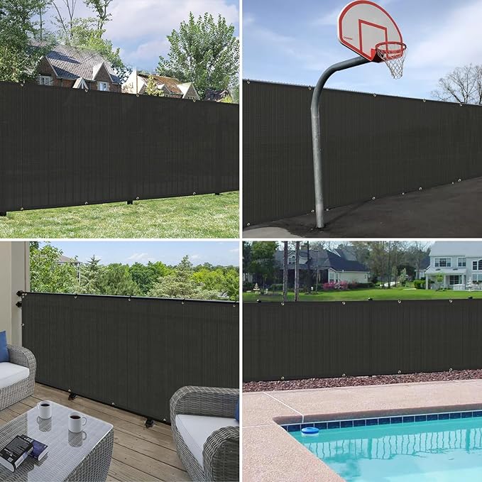 Windscreen4less 4' x 212' Privacy Fence Screen Heavy Duty Windscreen Fencing Mesh Fabric Shade Net Cover with Brass Grommtes for Outdoor Wall Garden Yard Pool Deck Black