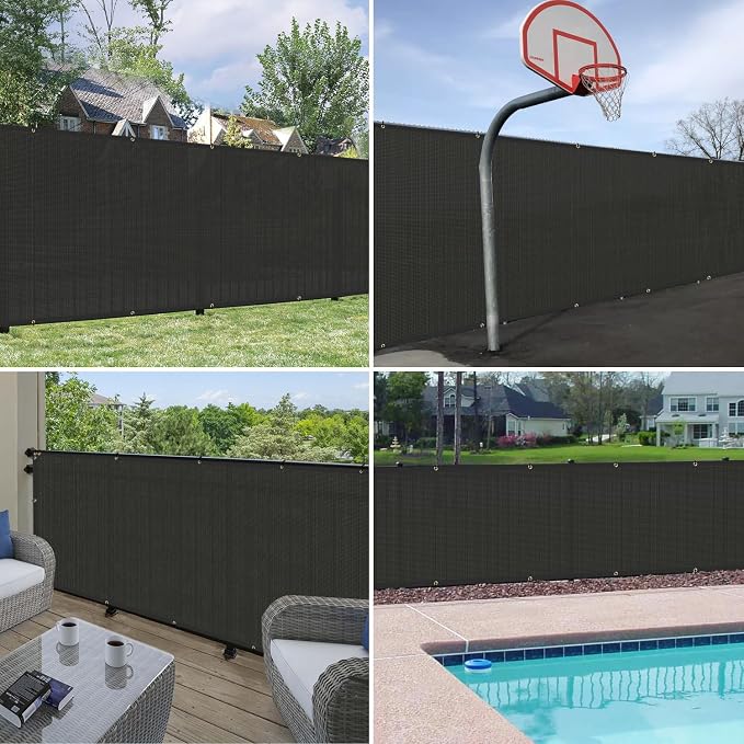 Windscreen4less 4' x 271' Privacy Fence Screen Heavy Duty Windscreen Fencing Mesh Fabric Shade Net Cover with Brass Grommtes for Outdoor Wall Garden Yard Pool Deck Black