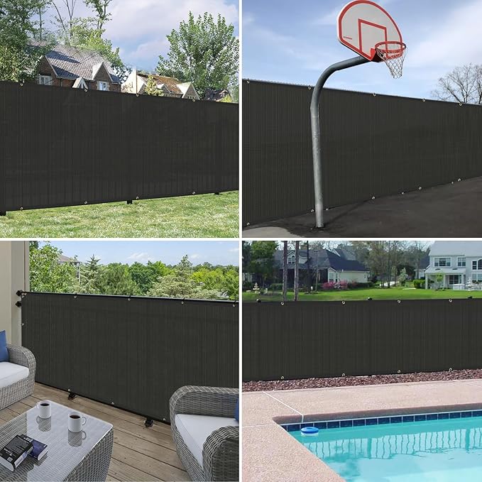 Windscreen4less Privacy Fence Screen Heavy Duty Windscreen Fencing Mesh Fabric Shade Net Cover with Brass Grommtes for Outdoor Wall Garden Yard Pool Deck, 8'x151' Black