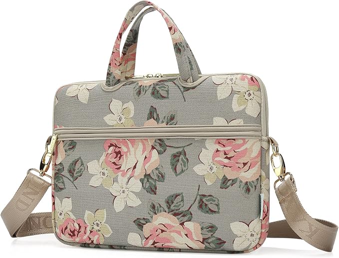 kayond White Rose Patten water resistant Laptop Shoulder Messenger Bag Case Sleeve for 15 Inch 15.6 Inch Laptop,Laptop Briefcase