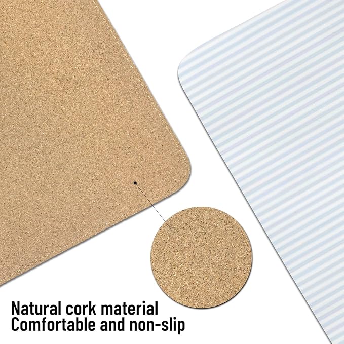 Large Mouse Pad Leather Non-Slip Waterproof Gaming Mouse Pad for Office Laptop Home Blue White Vertical Stripes Desk Protector Mat 31.5"x13.7" Writing Pad