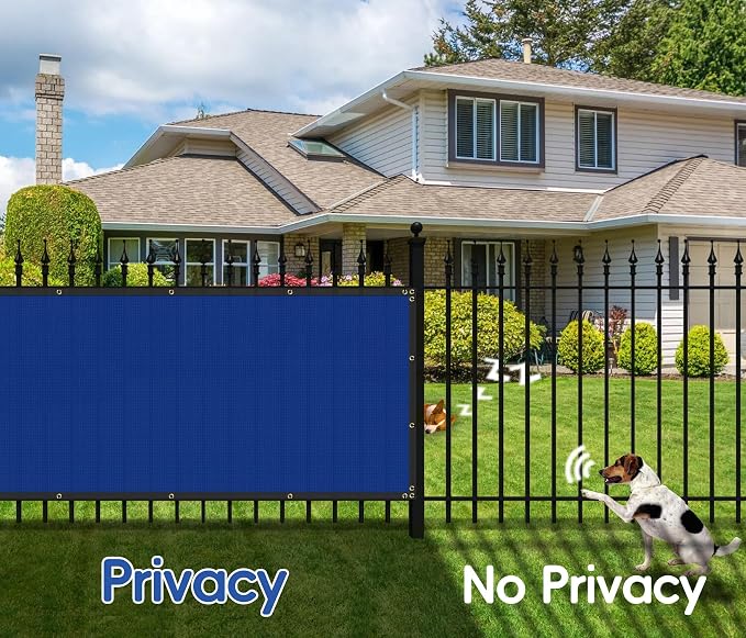 Bynbbur 6'x106' Privacy Fence Screen Net Fencing 90% Privacy Blockage Windscreen Fence Cover with Copper Grommet for Patio Backyard Garden Swimming Pool, Zip Ties Included, Blue