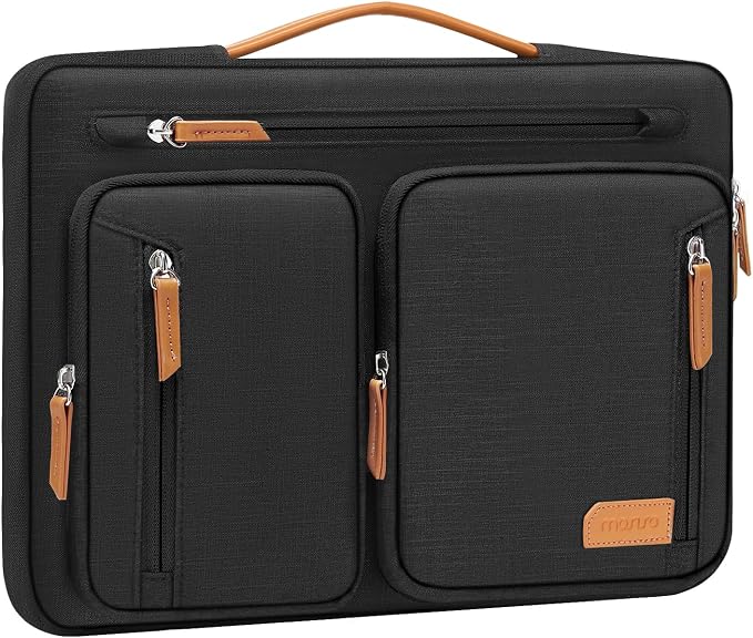 MOSISO 360 Protective Laptop Case 15 inch, Laptop Sleeve Compatible with MacBook Air 15 M5 A3448 M4 A3241 M3 A3114 M2 A2941,Dell XPS,Side Open Carrying Computer Bag with 5 Accessory Pockets&Belt,Black