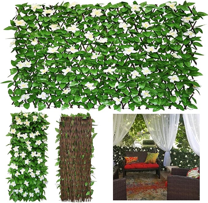 GLANT Expandable Fence Privacy Screen for Balcony Patio Outdoor,Decorative Faux Ivy Fencing Panel,Artificial Hedges (Single Sided Leaves)