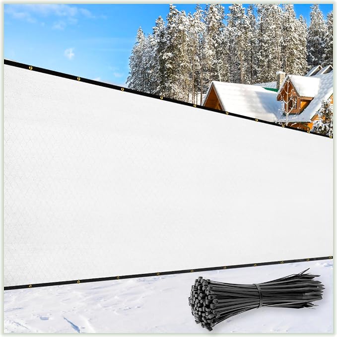 ColourTree Customized Size Fence Screen Privacy Screen White 8' x 71' - Commercial Grade 170 GSM - Heavy Duty - 3 Years Warranty - Cable Zip Ties Included
