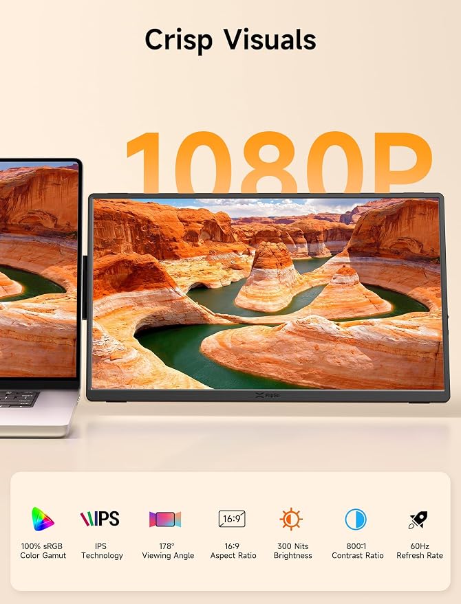 JSAUX FlipGo Horizon Pro Laptop Screen Extender 15.6 Inch, Patented Snap-Lock Technology, 1080P FHD IPS Dual Screen Monitor, Triple Screen Laptop Monitor Extender Compatible with Windows/macOS/MacBook
