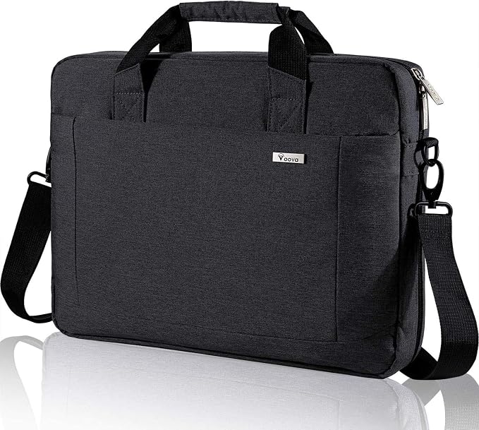 Voova Laptop Bag Case 17 17.3 Inch Computer Sleeve Messenger Bag with Shoulder Strap Expandable Waterproof Large Capacity Business Briefcase for Work Travel Fit 17-18” Laptop, Men Women, Black