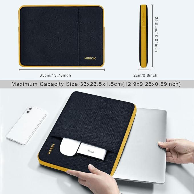 Hseok Laptop Case 13.3-14 Inch Sleeve, Water-Resistant Computer Bag Compatible with MacBook Neo/Pro 14" M5/M4/M3/M2/M1 and All 13.3" Mac Air/Pro, XPS 14 and Most Popular 13.3"-14" Notebook，B02K04