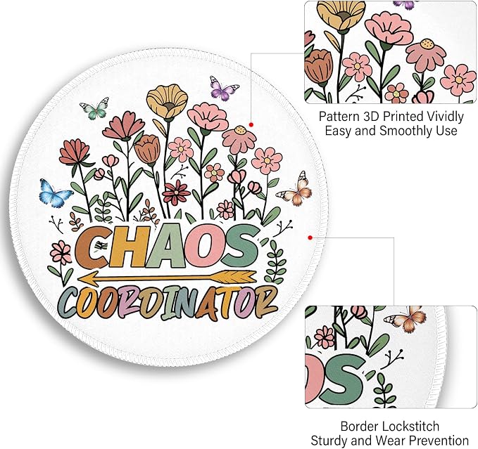 Chaos Coordinator Office Work Mouse Pad, Small Round Mouse Pads for Desk, Mini Travel Mousepad for Wireless Computer Laptop, Desk Accessories, 8.6 x 8.6 inch