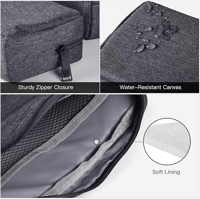Universal Electronics Accessories Carrying Case, 2PCS Big + Small Portable Storage Pouch, Cosmetic Bag, Cable Organizer Compatible Hard Drive, Mouse, Power Bank, Adapter, Cellphone, Space Gray
