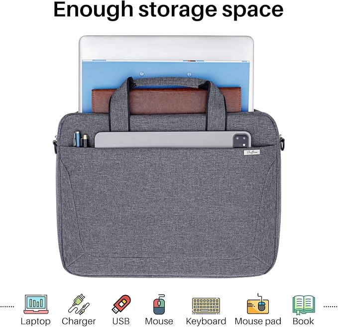 BAFFINA 17 17.3 Inch Laptop Shoulder Bag for Men Women,Waterproof Computer Carrying Case Messenger Bag with Strap for 17"-18" HP Dell,Laptop Briefcase for Office business Travel College School,Grey