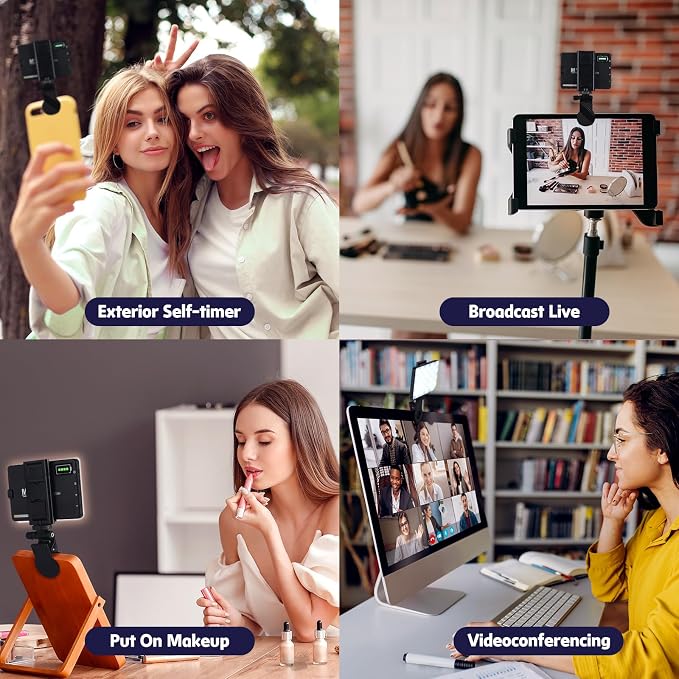 Selfie Light With Front & Back Clip, Three Light Modes, USB Charging, for iPhone, iPad, Laptop, TikTok, Vlog, Makeup, Video Conferencing