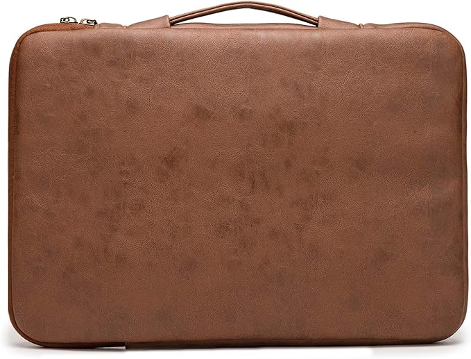 Kinmac 360° Heavy Duty Protective Laptop Sleeve Case Bag Cover with Handle for MacBook Air 13 inch,iPad Pro 13 inch and 13.3 inch HP,Dell,Lenovo,Asus,Acer Laptop (Coffee PU)