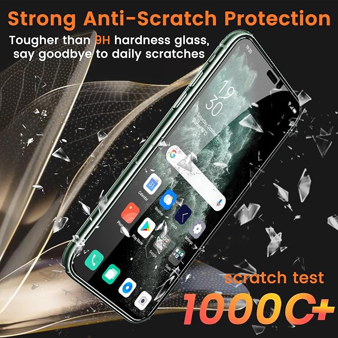 Lesakit 3+3 Pack Privacy Screen Protector for iPhone 11 Pro Max 6.5-Inch with 3 Pack Camera Lens Protector, Anti Spy Tempered Glass Film 9H Hardness Bubble Free Case Friendly