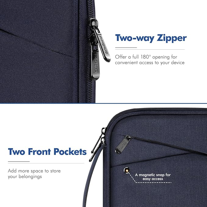 MoKo 7-8 Inch Tablet Sleeve Carrying Case with Handle, Padded Protective Travel Bag for iPad Mini A17 Pro/6th 8.3'', iPad Mini 5/4/3/2th 7.9", Indigo