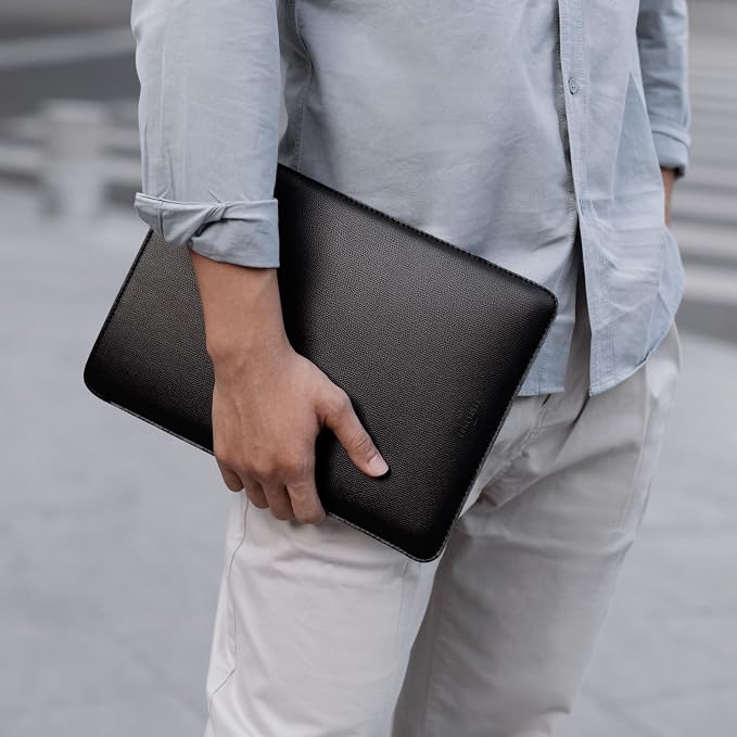 Comfyable Laptop Sleeve 13 Inch Precisely Compatible with MacBook Air M5 2026 & MacBook Pro/Neo A18, Faux Leather Cover Case, Black