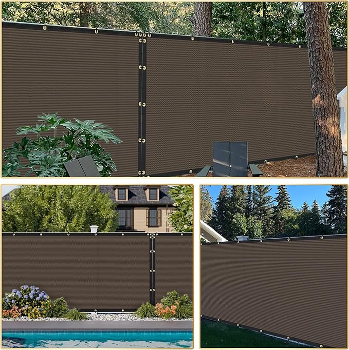Privacy Fence Screen 6' x 146' Fencing Cover Heavy Duty Mesh Windscreen Cloth for Outdoor Garden Patio Backyard Chain Link Fence Brown