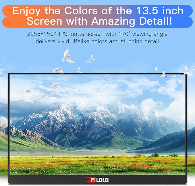 13.5''Portable Monitor for latop ,2K FHD 60HZ Laptop Monitor Screen,USB-C and HDMI Inputs, Ultra-Slim IPS Panel with HDR and Premium Smart Cover & Speakers for Laptop,PC,Phone,PS4/5,Switch,Mac,Xbox