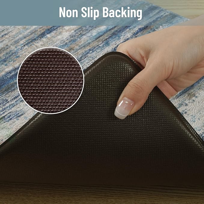 KIMODE Christmas Anti Fatigue Kitchen Mats for Floor 2 Piece, Blue Grey Farmhouse Kitchen Rugs 17"x47"+17"x29", Non Slip Waterproof Kitchen Floor Mats, Standing Mats for Laundry Office Sink Desk